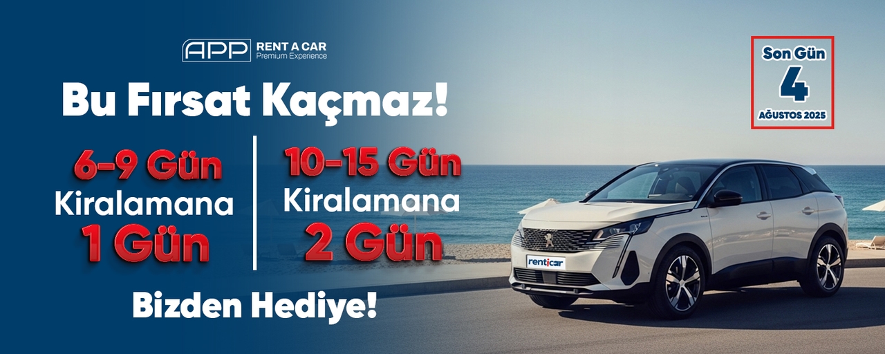 6–9 Günlük Kiralamalarda 1 Gün,                                        10-15 Günlük Kiralamalarda 2 Gün Bizden!